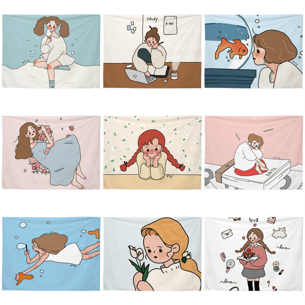 Tranh vải treo tường decor phòng ngủ, thảm treo tường trang trí (tặng móc treo)