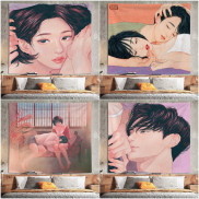 Thảm treo tường trang trí phòng ngủ size 130x150cm, tranh vải treo tường decor