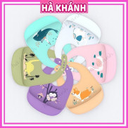 Yếm ăn dặm cho bé, yếm ăn dặm silicon 3D chống thấm có máng hứng thức ăn