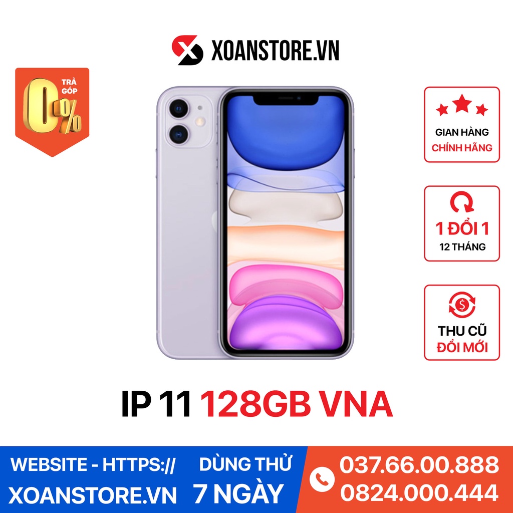 iPhone 11 128gb chính hãng vna mới bảo hành 12 tháng lỗi là đổi tại XOĂN STORE