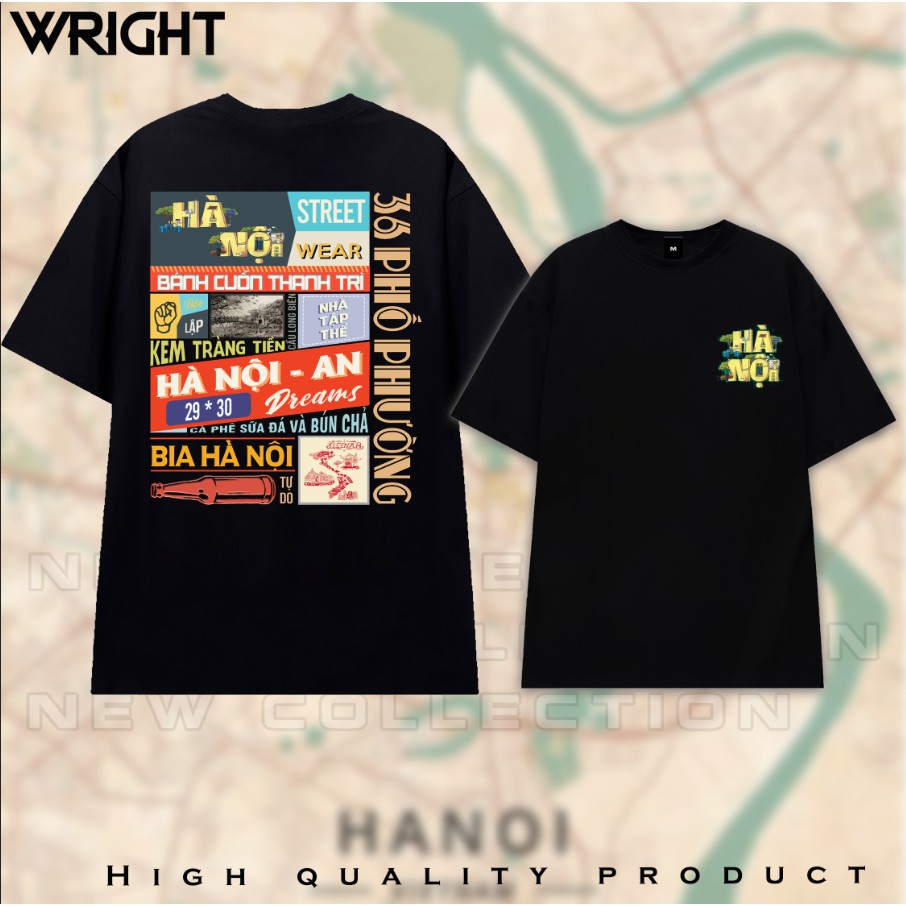 Áo Thun Tay Ngắn Hà Nội 36 Phố Phường Áo Phông Cotton Nam Nữ Unisex 100% cotton