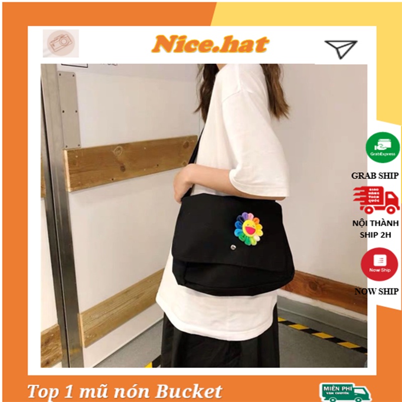 Túi tote vải bố đeo chéo canvas thời trang ulzzang đẹp giá rẻ đi học U01