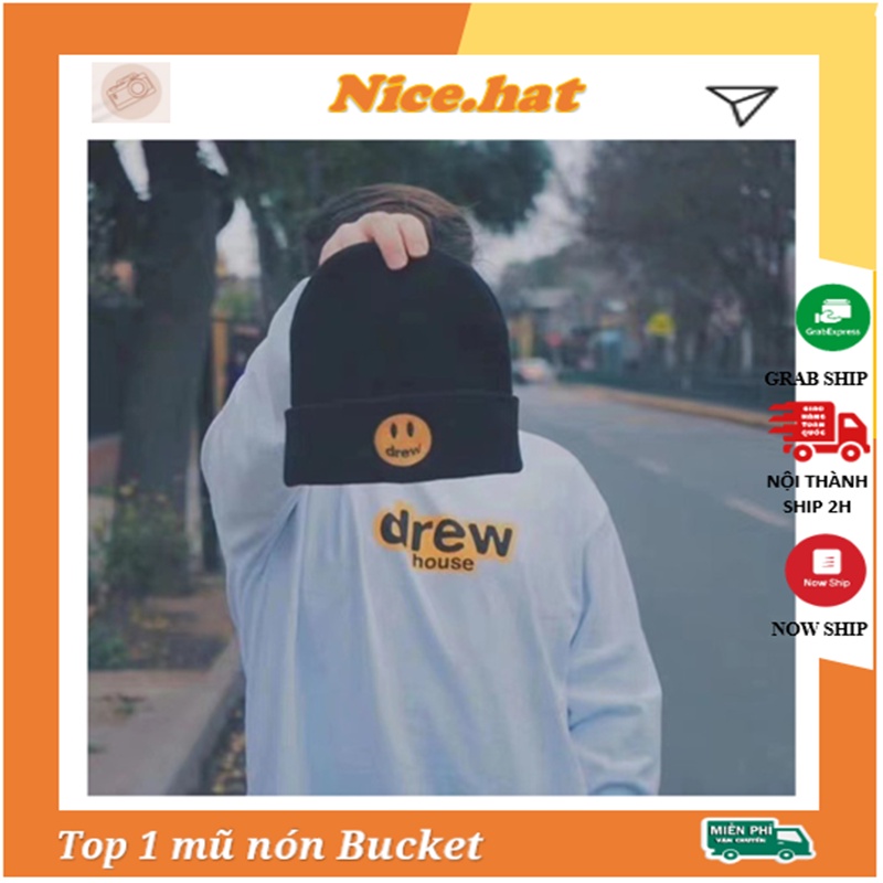 Nón Len Trùm Đầu Họa Tiết Mặt Cười Drew. Phong Cách Hip Hop Năng Động Chất Lượng Cao
