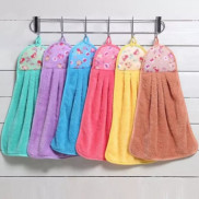 Khăn lau tay nhà bếp dễ thương có móc treo tường cotton thấm hút tốt