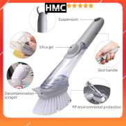 Chổi cọ rửa xịt nước đa năng có cán, bàn chải chà nồi chảo cọ rửa chén bát tay cầm dài