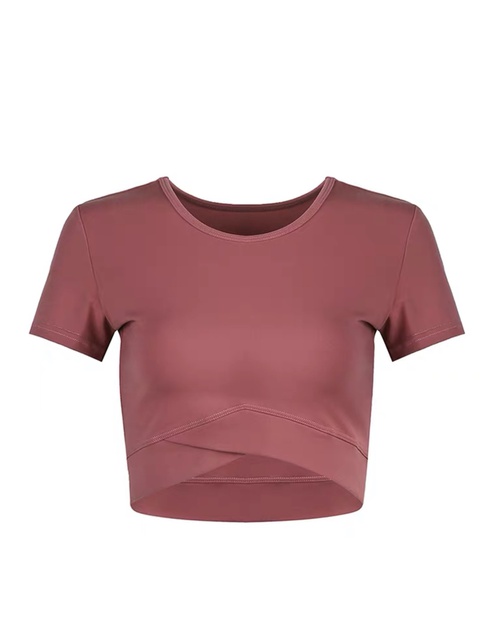 Áo Croptop vạt chéo cộc tay tập yoga, aerobic