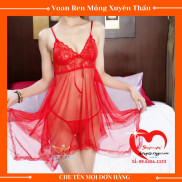 Váy Ngủ Sexy Mỏng- Đồ Ngủ Sexy 2 Dây Dễ Thương Gợi Cảm Xuyên Thấu Kèm Quần Lọt Khe Bigsize M,XL Full Màu Đỏ Đen Hồng