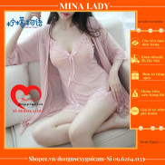 Váy Ngủ Sexy Ren - Đầm Ngủ Sexy Ren Voan Mỏng Có Kèm Áo Choàng Thắt Dây-Không Có Mut Ngực Kèm Quần Lọt Khe VAYAOCHOANG T