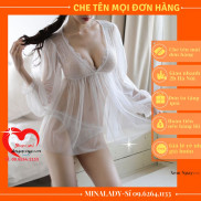 Đồ Ngủ - Váy ngủ sexy nữ tay dài PHỒNG, đầm ngủ xẻ ngực phối ren cao cấp điệu đà (TAY PHỒNG)