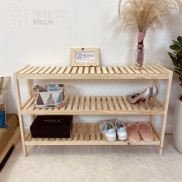 Kệ đựng giày dép gỗ thông 3 tầng kích thước 100cm, hàng Việt Nam xuất khẩu, sản phẩm làm từ thông nhập USA