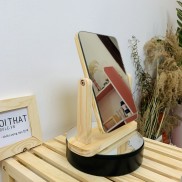 Gương để bàn trang điểm,Gương Trang Điểm xoay 360 độ, chất liệu gỗ thông tự nhiên 100% (chống nước, chống mốc)
