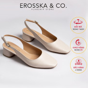 Giày cao gót slingback Erosska mũi vuông gót vuông vững chắc màu kem _ EL013
