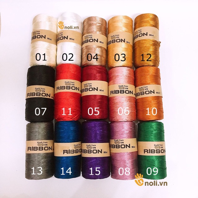 Sợi dệt ribbon chuyên móc mũ túi giày (Mã 01 đến 20)