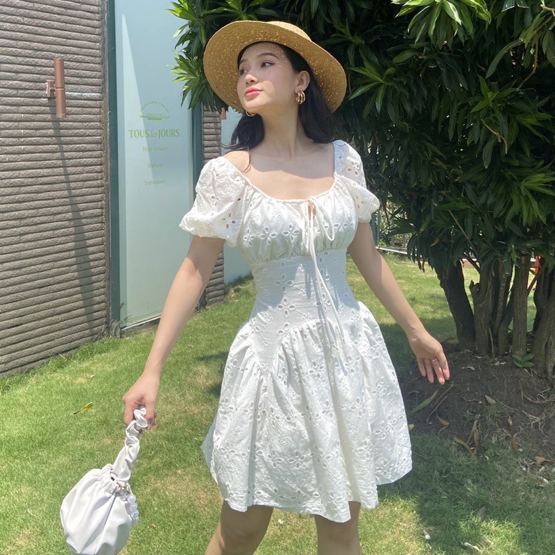 Đầm ngắn thắt nơ ngực dáng xoè - AUDREY STUDIO