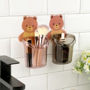 (đã kèm móc dán) cốc đựng bàn chải, kem đánh răng, đồ vặt hình gấu dán tường