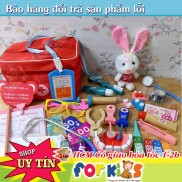Đồ chơi bác sĩ gỗ khám răng, Đồ chơi bác sĩ nha khoa có túi vải cho trẻ em