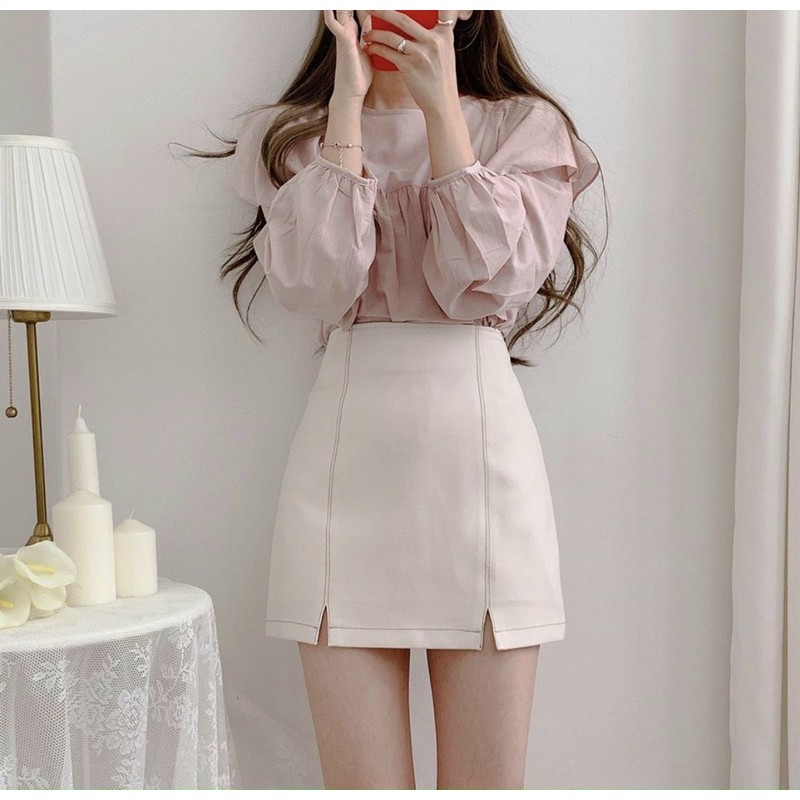 SET ÁO BÈO CV VIỀN CHỈ 2 MÀU ĐEN HỒNG