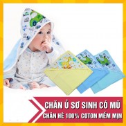 Chăn cuốn,chăn ủ mùa hè cho bé có mũ in hình.
