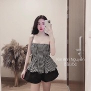 Set áo kẻ caro quần short