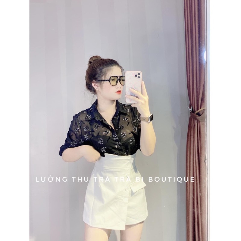 Quần giả váy vạt lệch 1 khuy(QC)