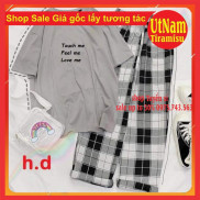 [SALE GIÁ GỐC] bộ áo touch + quần kẻ 🌸kiểu dáng unisex🌸Freesize 55kg🌸phong cách Hàn Quốc