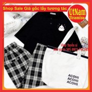 Set polo gà con quần kẻ, áo unisex mix quần caro
