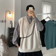 Áo gile nam len bigsize thời trang ulzzang hàn quốc áo len nam gile form rộng cổ V kiểu vest mặc ngoài thời trang đi học