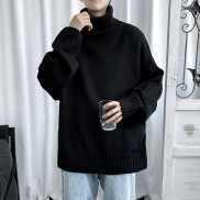 Áo len nam form rộng cổ cao unisex trơn cao cấp thời trang áo len nam cổ cao màu đen thời trang đi học đi chơi hàn quốc