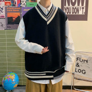 Áo gile len nam big size thời trang unisex 2021 áo len nam nữ gile form rộng cổ V kiểu vest thời trang đi học hàn quốc