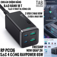 Sạc RavPower 65w 4 Cổng GAN - RP-PC136 (Bảo Hành 12T)