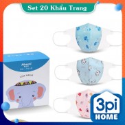 Set 20 khẩu trang kháng khuẩn 3 lớp hình hoạt hình dễ thương cho bé Trai, bé Gái
