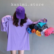 Áo thun trơn dài tay form rộng nữ - Áo phông dáng rộng màu trơn phong cách Hàn Quốc unisex Ulzzang Kanimi
