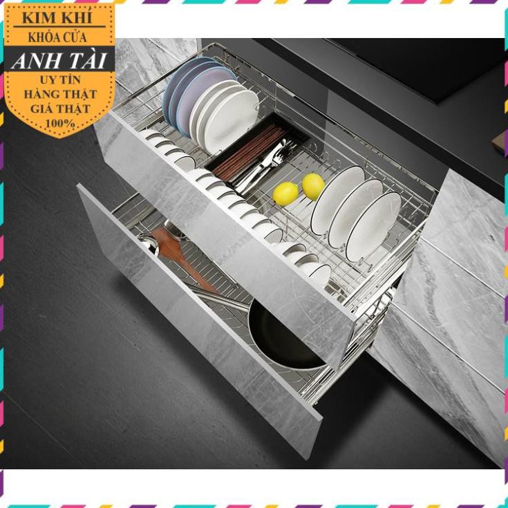 KỆ XOONG NỒI GIÁ ÚP BÁT ĐĨA INOX 304 NAN TRÒN RAY ÂM GIẢM CHẤN CAO CẤP LẮP TỦ BẾP CHÍNH HÃNG