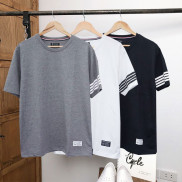 Áo thun 3 sọc City Cycle áo cộc cổ tròn tay in sọc Unisex Hàn Quốc