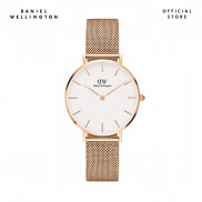 Đồng hồ Nữ Daniel Wellington dây lưới - Petite Melrose mặt trắng - vỏ vàng hồng
