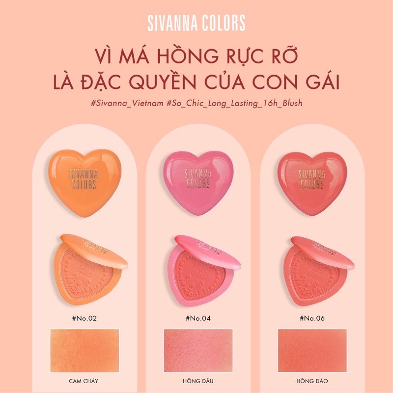 Phấn má hồng không nhũ SIVANNA Colors So Chic Long Lasting 16 House Blush HF6025