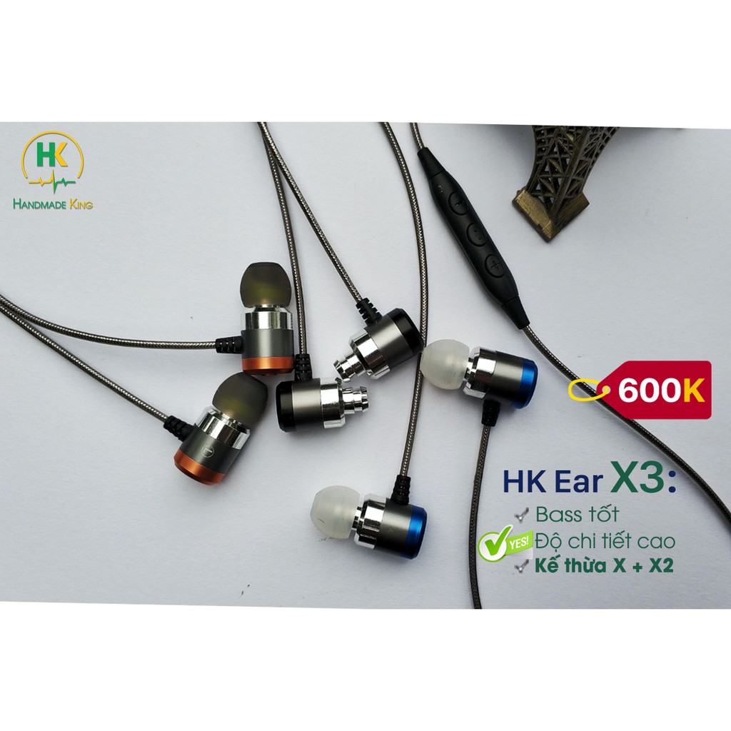  Tai nghe Thủ công HK Ear X3, Có mic, Chi tiết cao