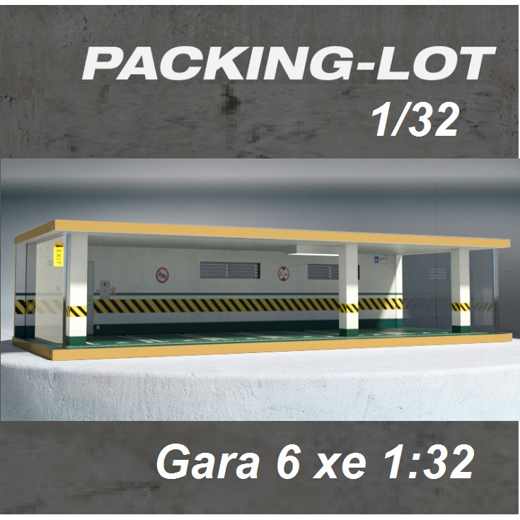 Gara xe mô hình ô tô 1:32 bằng gỗ có đèn chiếu sáng để được 6 xe