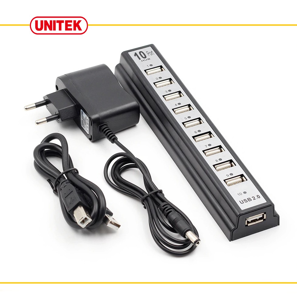 Hub USB 10 cổng chuẩn 2.0 hỗ trợ nguồn ngoài