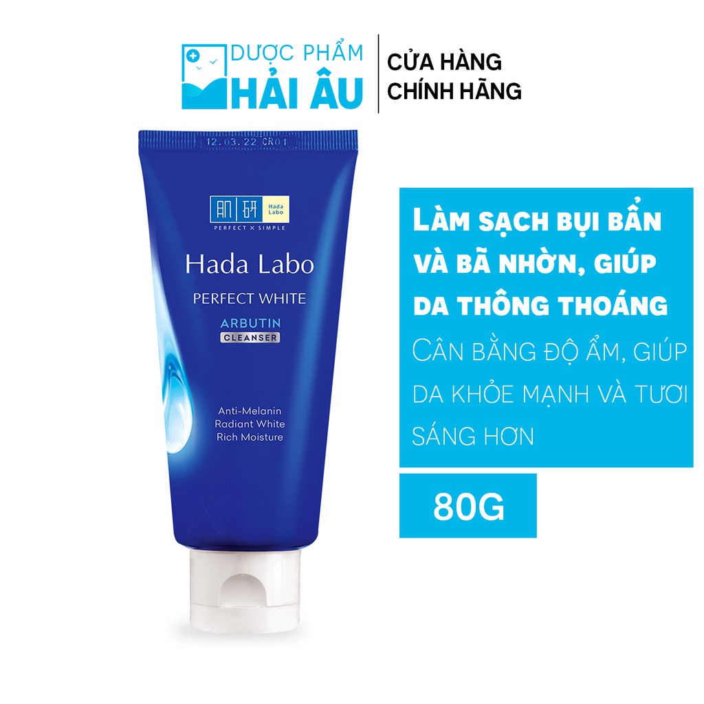 Kem Rửa Mặt Dưỡng Trắng Hada Labo Perfect White Arbutin Cleanser 