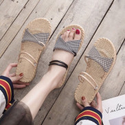 Dép đế giả cói siêu xinh viền kẻ