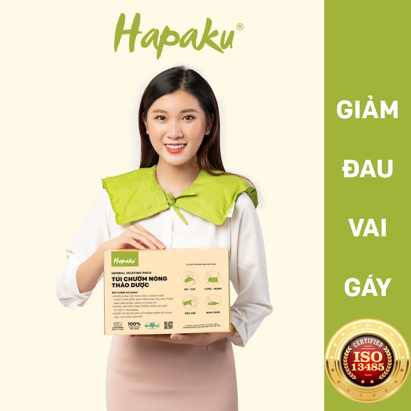 Túi Chườm Nóng Thảo Dược Giảm Đau Vai Gáy Cổ, Giãn Cơ Căng Cứng, Lưu Thông Khí Huyết, 100% Thảo Mộc Tự Nhiên - Hapaku