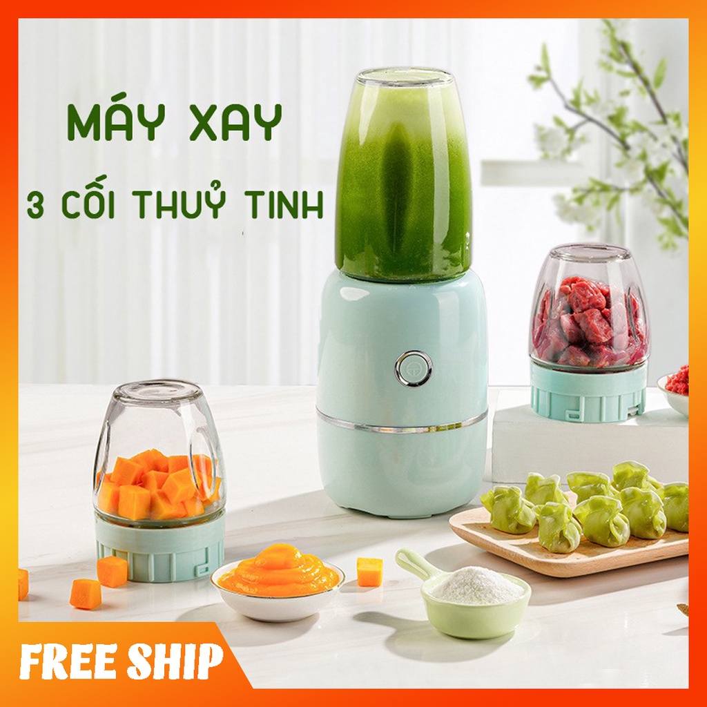 Máy xay đa năng 3 cối hàng nội địa Trung Quốc cao cấp, 3 chế độ xay tiện dụng