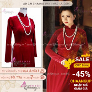 Áo dài nhung đỏ may sẵn_Chaang_May áo dài truyền thống nhung cao cấp, sang trọng