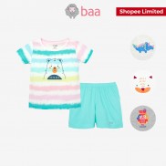 Set đồ bộ cho bé BAA BABY cotton ngắn tay cho bé in họa tiết từ 1-7 tuổi - BT-DB10N