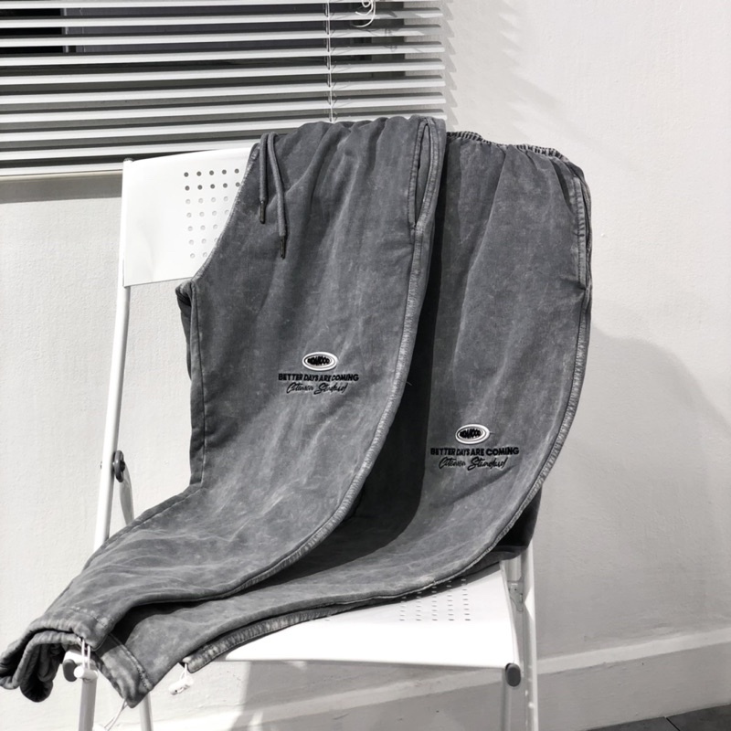 Quần thun sweatpant xám wash INDAHOOD