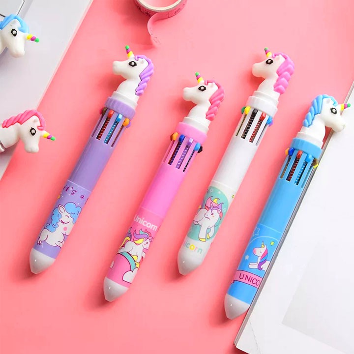 Bút bi Unicorn nhiều ngòi 10 màu kẹo ngọt cho bé thỏa sức sáng tạo BBShine – H021