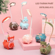 ĐÈN HỌC LED SẠC PIN ĐỂ BÀN CHỐNG CẬN NGỘ NGĨNH DỄ THƯƠNG CÓ HỘP BÚT CHO BÉ