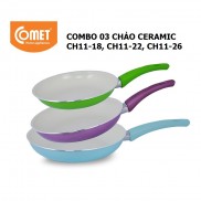 Combo 3 chảo chống dính Ceramic COMET - CH11-18&22&26