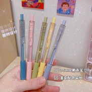 LYANWN Bút gel bấm tim học sinh với bút ký 0,5mm Macaron Morandi bút mực đen cô gái Hàn Quốc